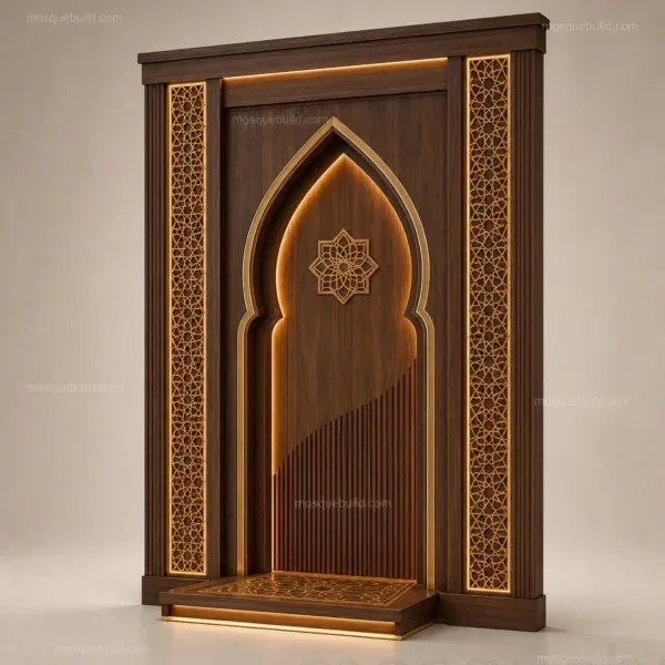 Golden Arch Wooden Mosque Door front product view