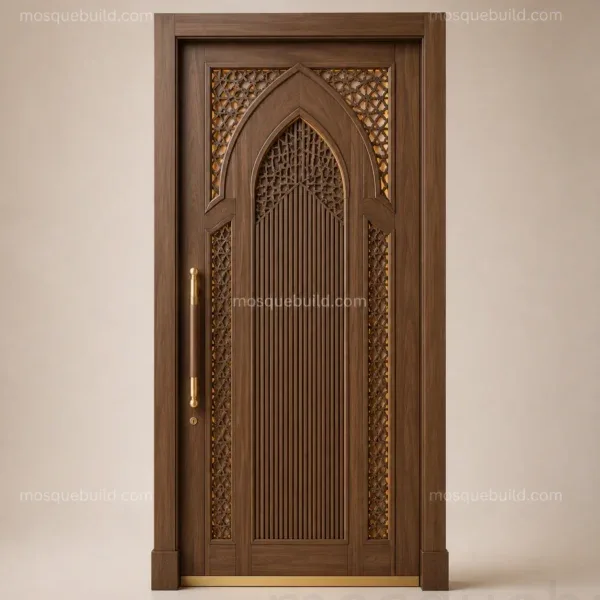 Decorative Lattice Wooden Mosque Door front product view