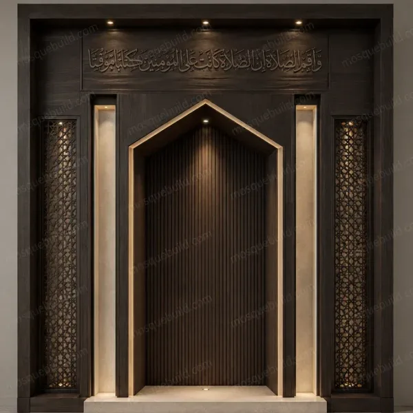 Mihrab de mosquée moderne minimaliste – Model MIH-260816-012 vue de face du produit
