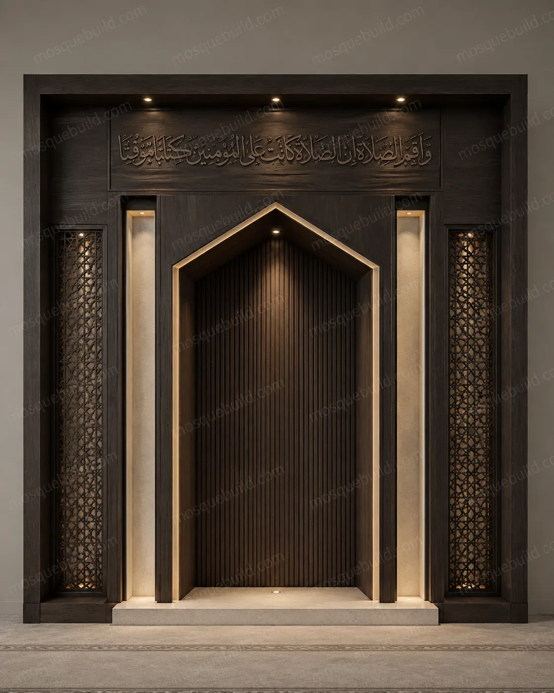 Minimal Modern Mosque Mihrab – Model MIH-260816-012 – Main محراب مسجد حديث بتصميم بسيط – Model MIH-260816-012 منظر أمامي للمنتج