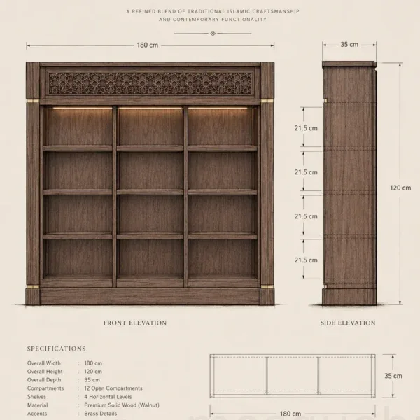 Panelled Custom Wooden Mosque Shoe Cabinet – Model SHR-260816-003 product gallery view
