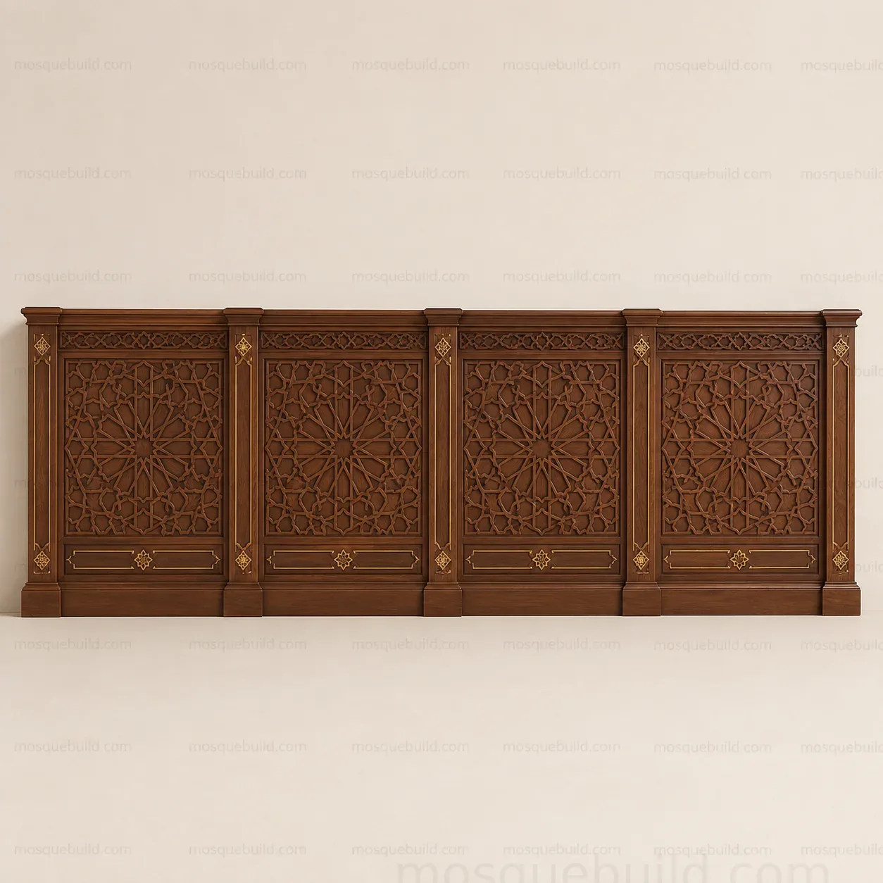 Panelled Wooden Mosque Wall Cladding & Separator – Model WCL-260816-008 – Main Panelled Wooden Mosque Wall Cladding & Separator – Model WCL-260816-008 front product view