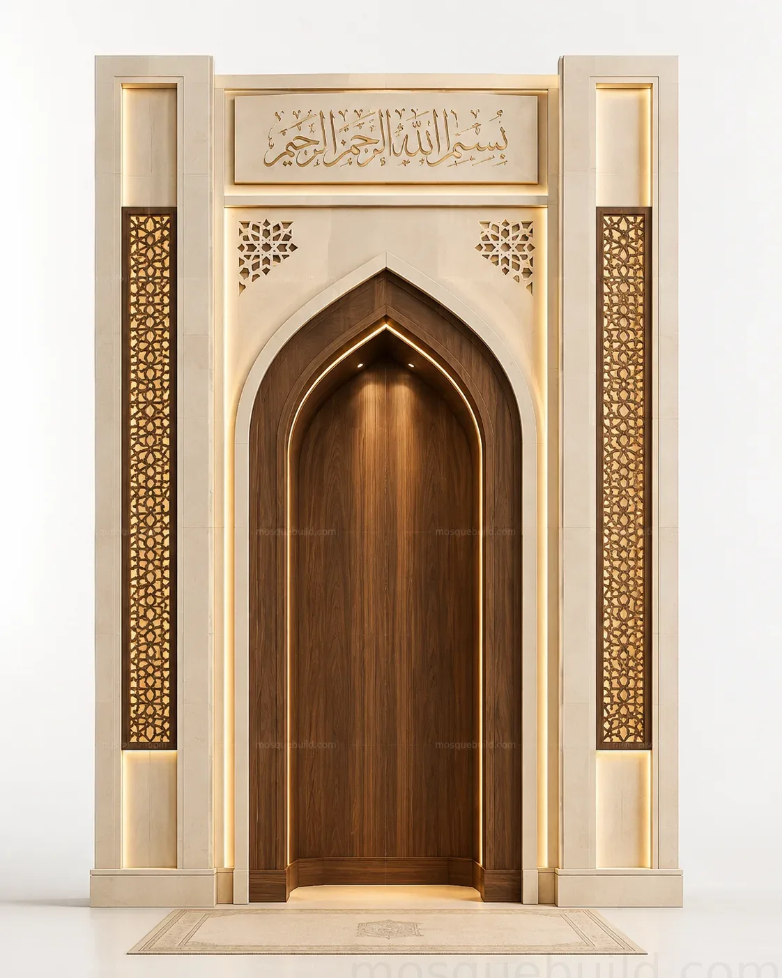 Sculptural Modern Mosque Mihrab – Model MIH-260816-005 – Main Mihrab de mosquée moderne sculptural – Model MIH-260816-005 vue de face du produit