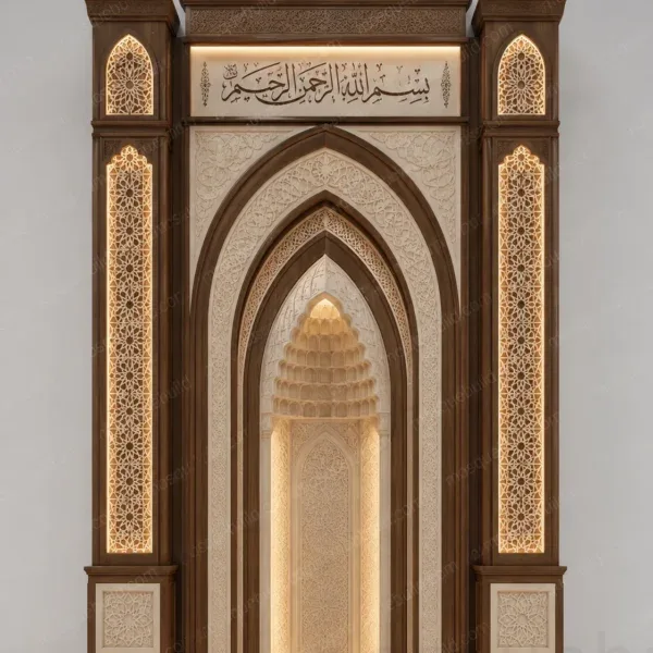 Sculptural Modern Mosque Mihrab – Model MIH-260816-021 front product view