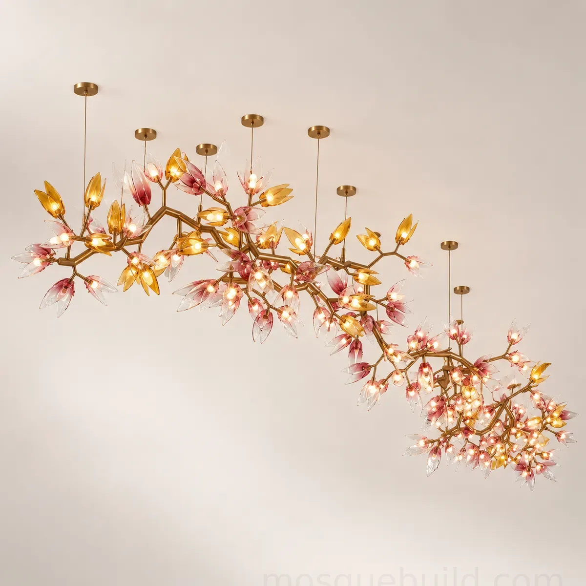Sculptural Floral Branch Glass Chandelier - 1
