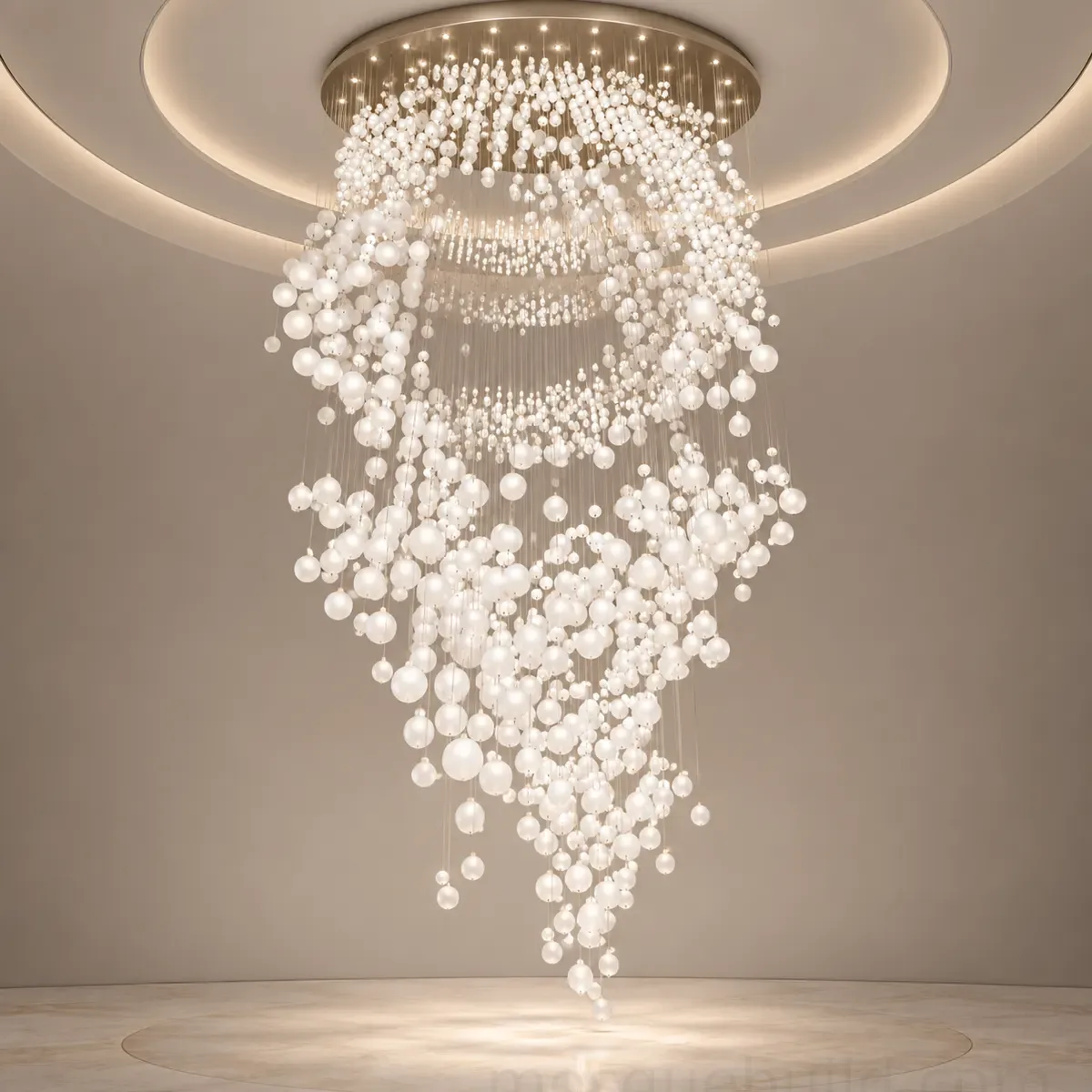 Opal Glass Sphere Cascade Chandelier - 1