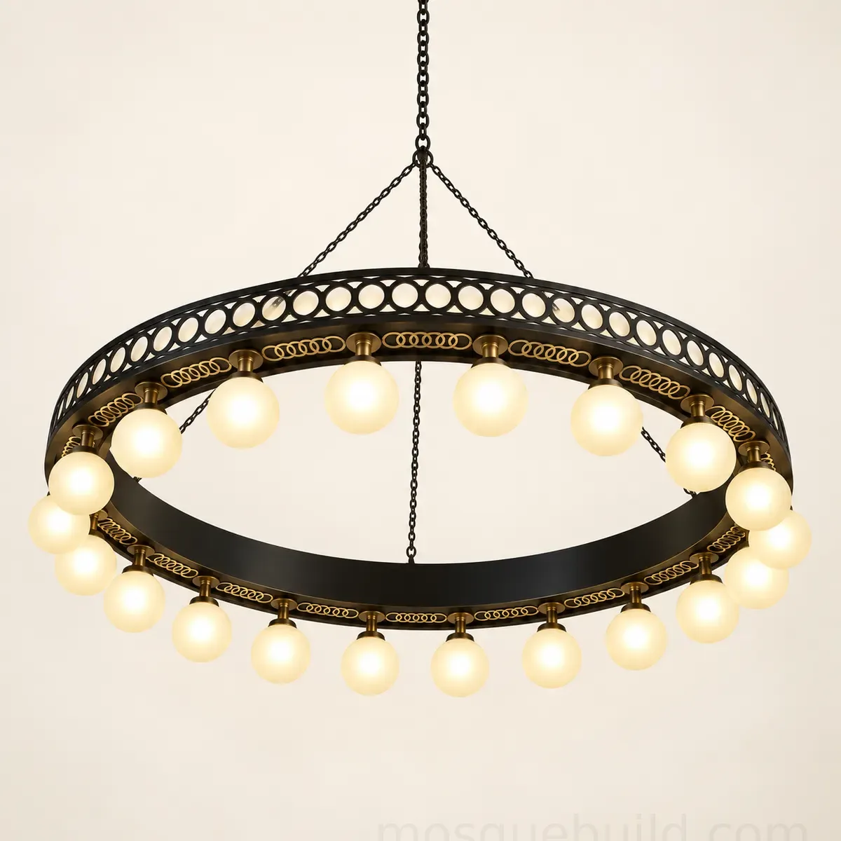 Modern Opal Globe Mosque Ring Chandelier - 1