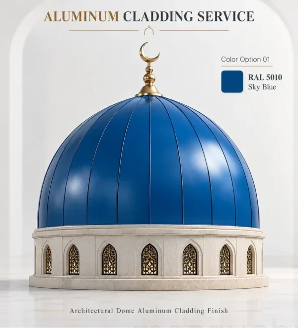 Blue Aluminum Mosque Dome Cladding – MosqueBuild 3D design concept