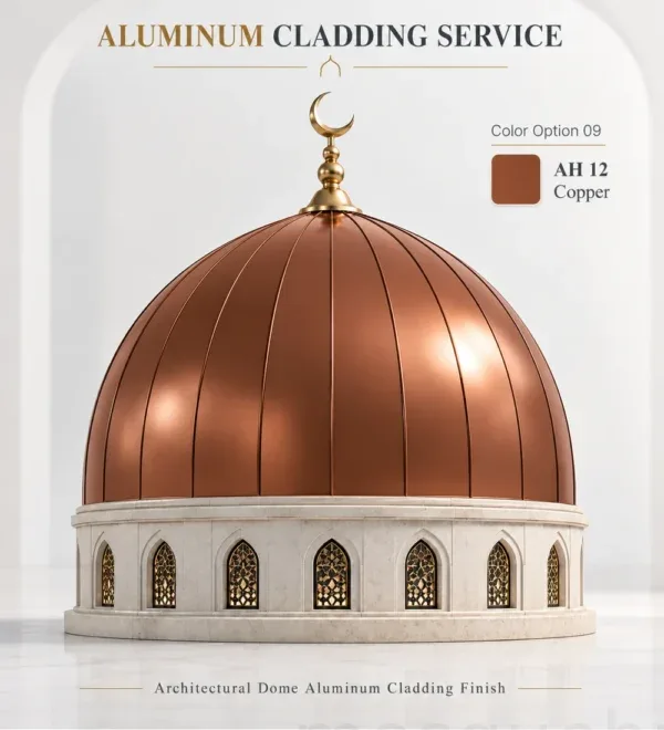 Bronze Aluminum Mosque Dome Cladding – MosqueBuild 3D design concept