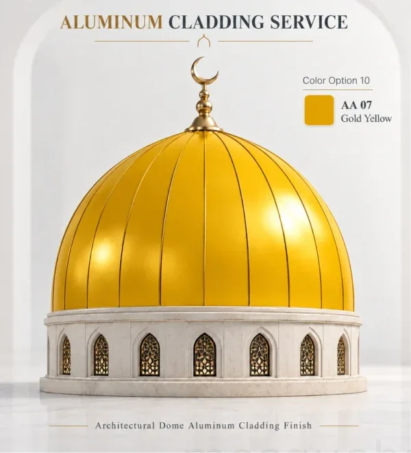 Gold Aluminum Mosque Dome Cladding – MosqueBuild 3D design concept