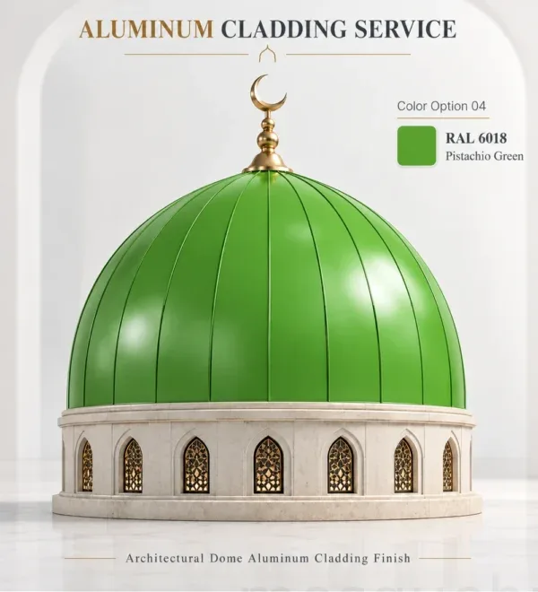 Light Green Aluminum Mosque Dome Cladding – MosqueBuild 3D design concept