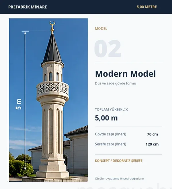 5m Prefabricated Mosque Minaret – Modern – MosqueBuild 3D design concept