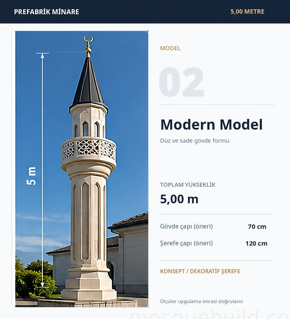 Mosquebuild Prefabricated 5m Mosque Minaret Modern Model 02 5m Prefabricated Mosque Minaret – Modern – MosqueBuild 3D design concept