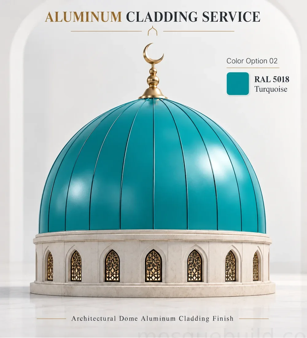 Mosquebuild Turquoise Aluminum Mosque Dome Cladding 10 Turquoise Aluminum Mosque Dome Cladding – MosqueBuild 3D design concept