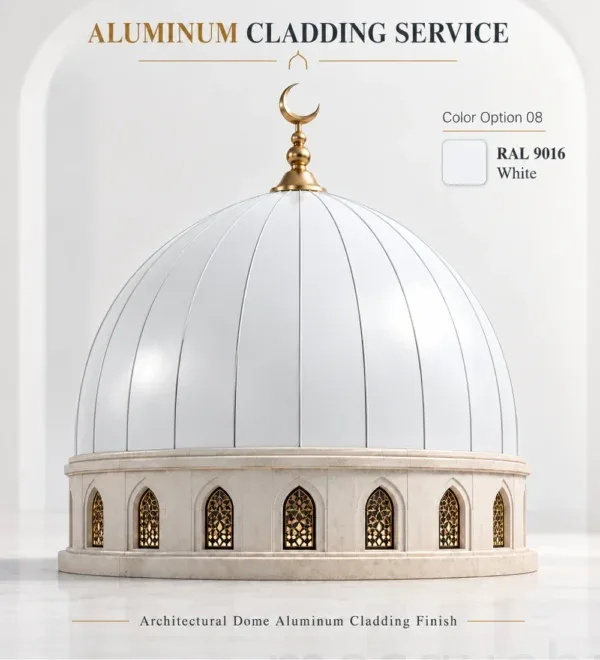 White Aluminum Mosque Dome Cladding – MosqueBuild 3D design concept